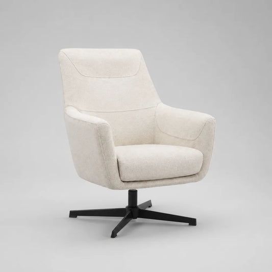 Fauteuil pivotant avec dossier haut, plateau en polyester et structure en acier, crème/noir, 76 × 82 × 100 cm