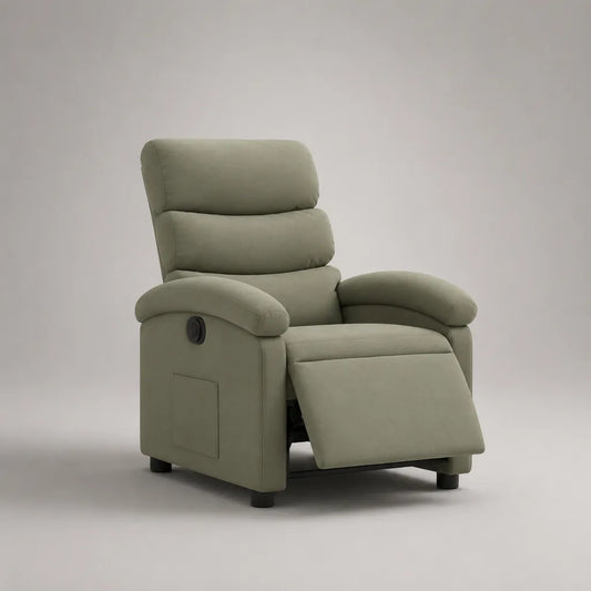 Fauteuil relax manuel avec dossier haut et repose-pieds, vert sauge, 92 × 94 × 105 cm